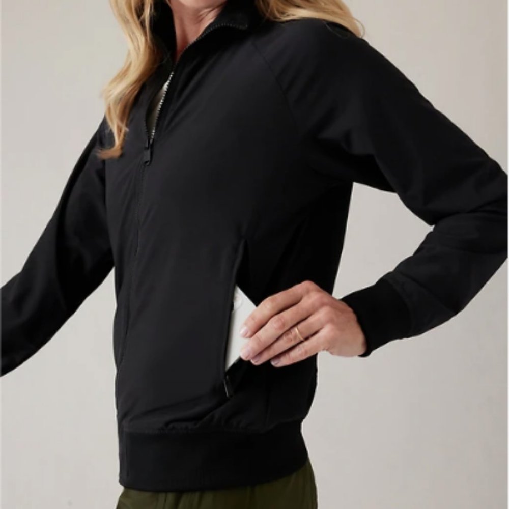 Athleta BROOKLYN BOMBER JACKET Black Medium Tall NWT